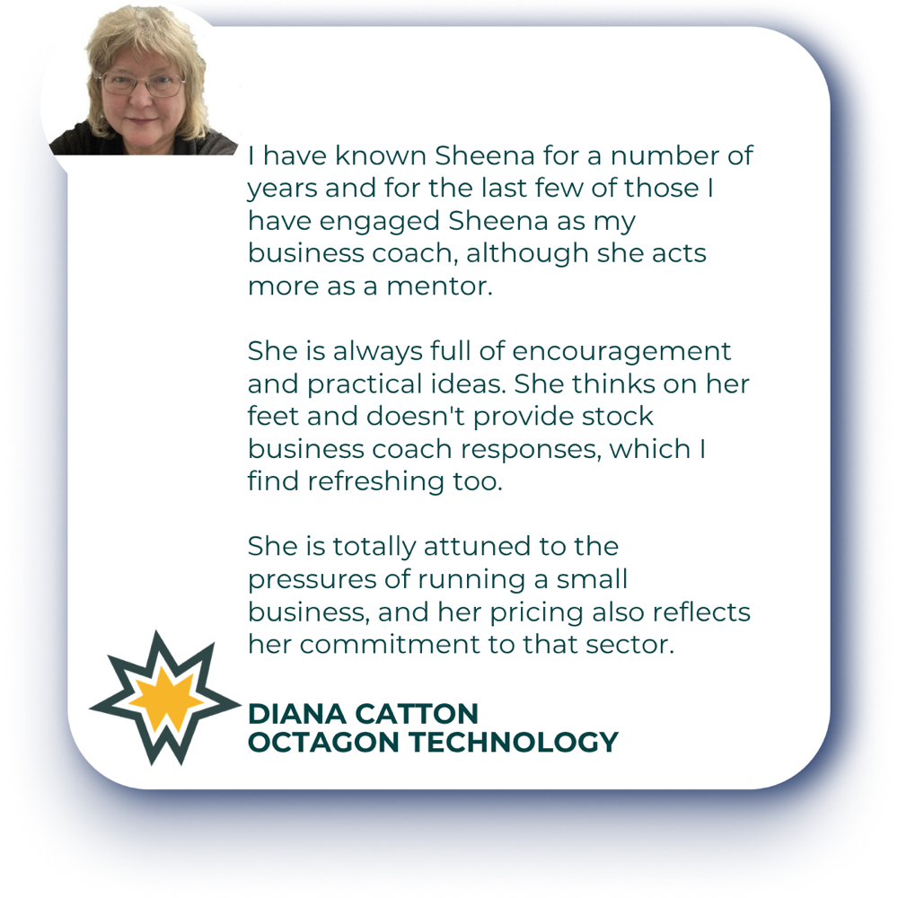 Client testimonial from Diana Catton about working with Sheena Whyatt.